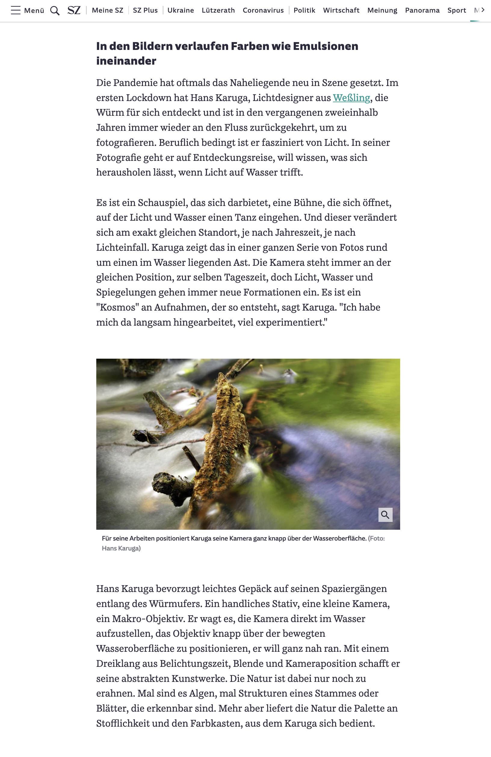 SZ | Hans Karuga | Wo Licht und Wasser einen Tanz eingehen